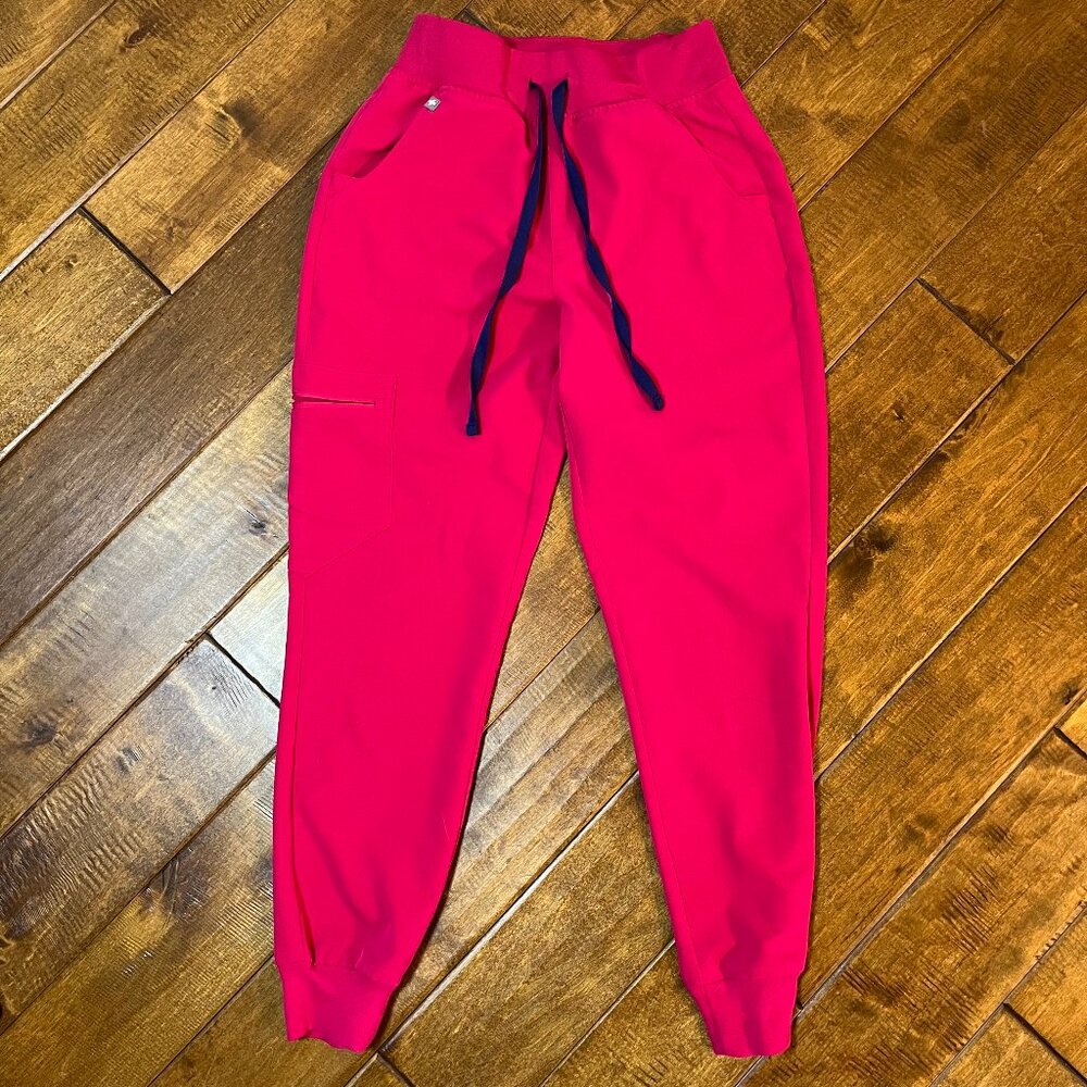 Figs High Waist Zamora Jogger Scrub Pants Nurse Doctor 2928 Ultra Rose Size XS